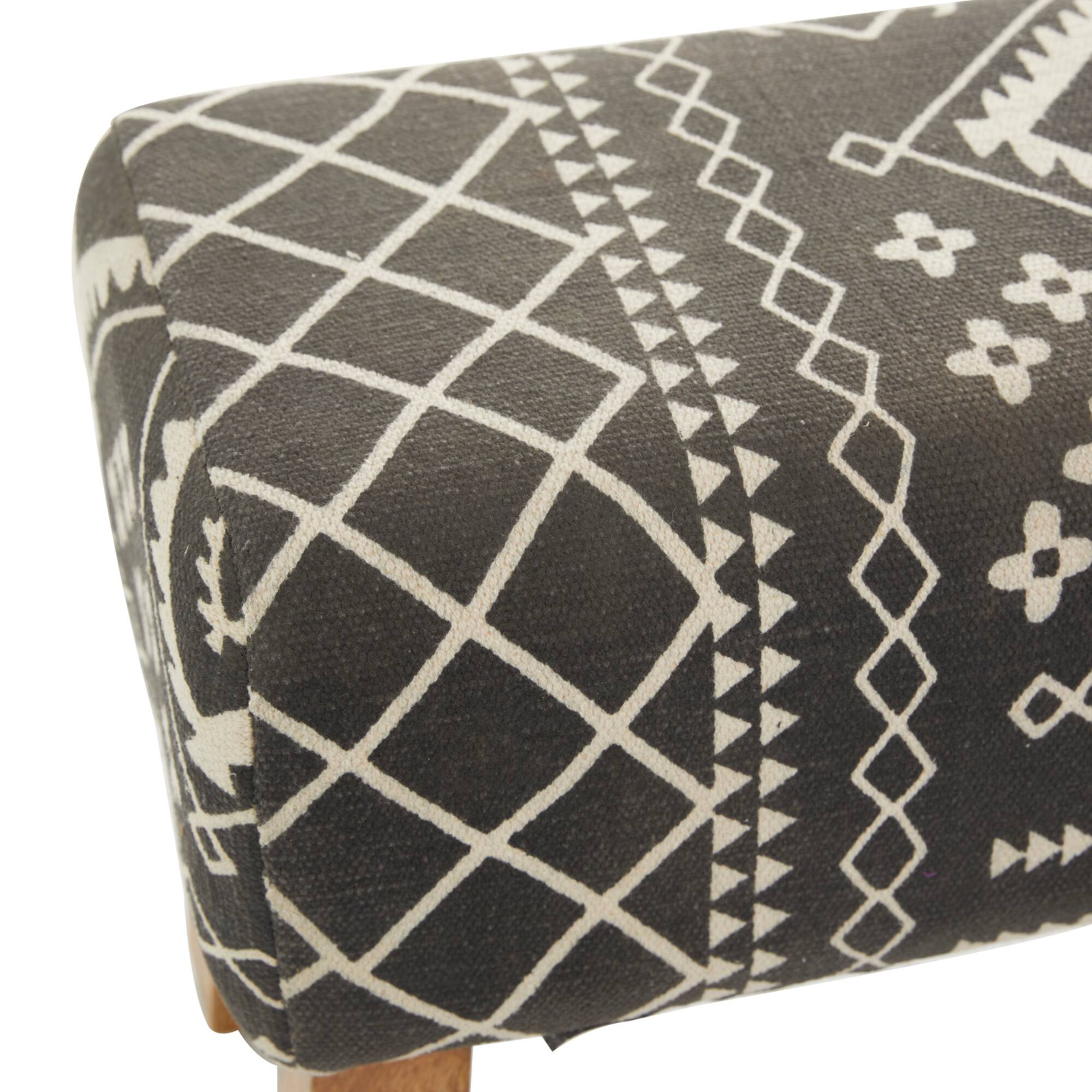 33" Black Wood Tribal Bench with Wood Legs
